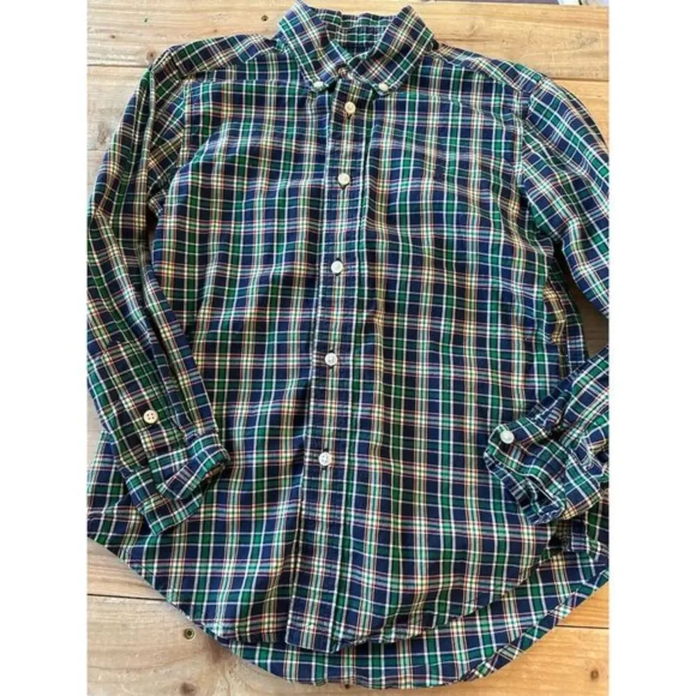 Ralph Lauren Boys Plaid Button-Up Shirt Long Sleeve Size 6 SI39